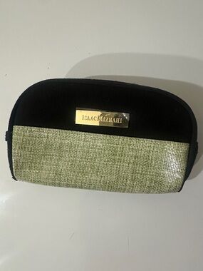 Isaac Mizrahi Black and Light Green Textured Cosmetic Pouch